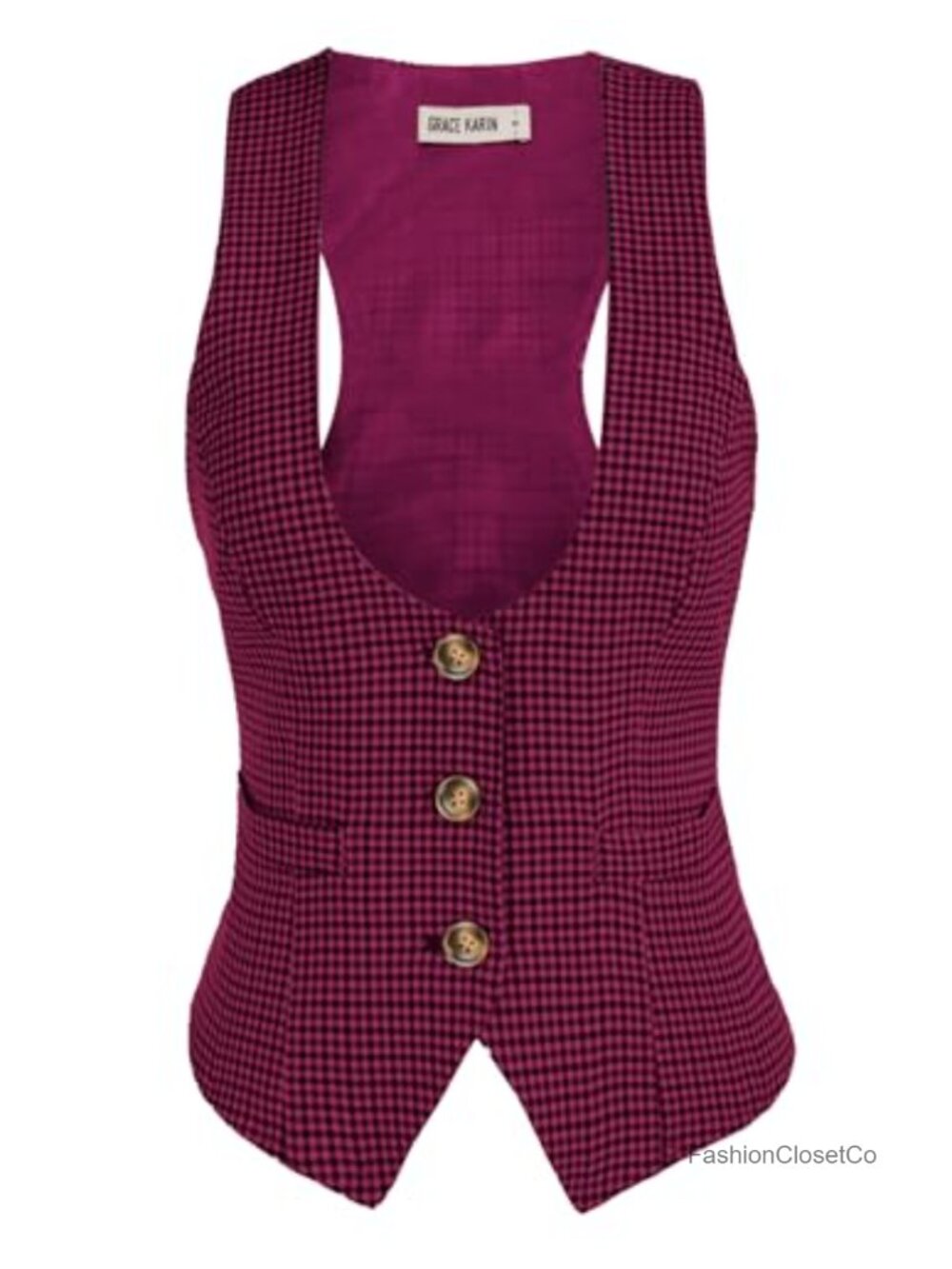 Women's Sleeveless Button Waistcoat Vest Steampunk Blazer for Work Office